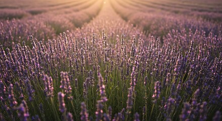 Naklejka premium Lavender's Golden Hour AI Generated