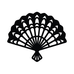 colorful lace fan icon vector art silhouette