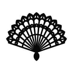colorful lace fan icon vector art silhouette