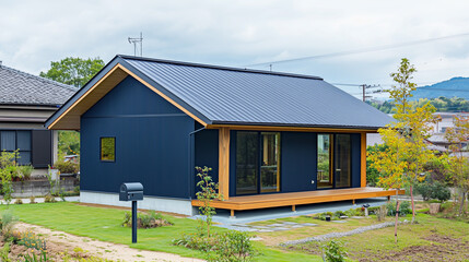 シンプルな日本の平屋住宅、戸建て住宅