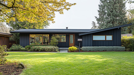 シンプルな日本の平屋住宅、戸建て住宅