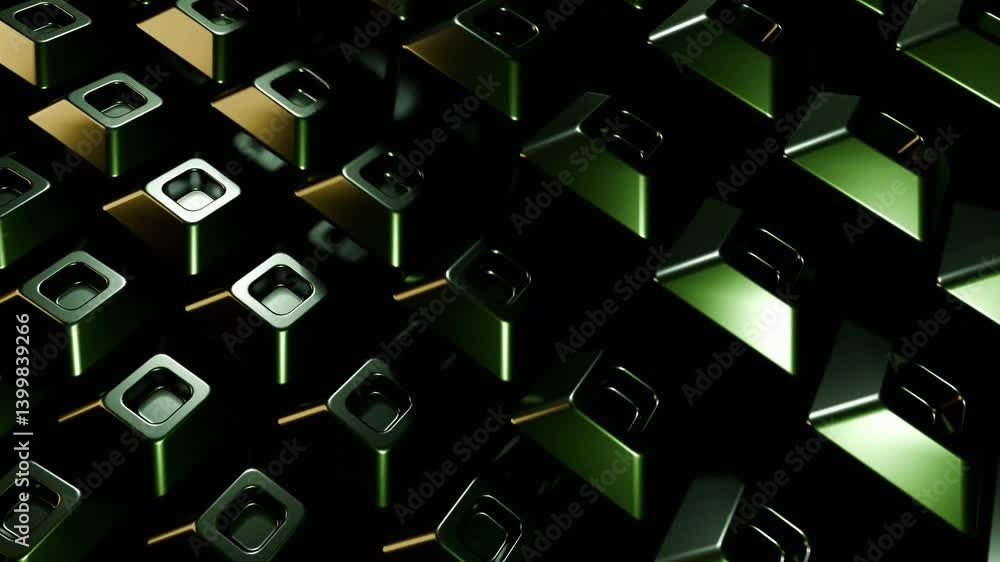 Canvas Prints abstract green and gold metallic cubes 3d render abstract 4k background loop