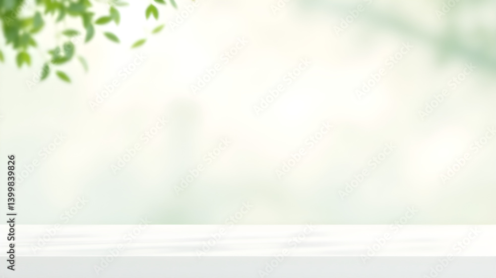Poster minimalist green background with soft shadows for product display