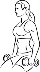 Line art ,Icon logo, Exercise & Wellness, graphic design ,stroke, drawing, strong woman
