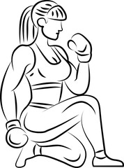 Line art ,Icon logo, Exercise & Wellness, graphic design ,stroke, drawing, strong woman