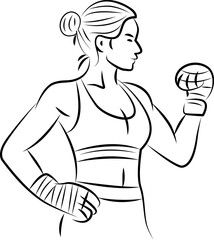 Line art ,Icon logo, Exercise & Wellness, graphic design ,stroke, drawing, strong woman