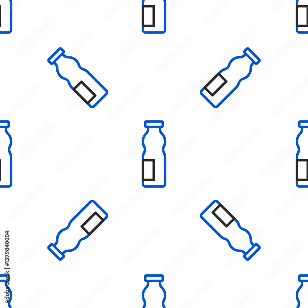 Poster line drinking yogurt in bottle icon isolated seamless pattern on white background. colorful outline 
