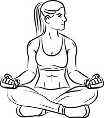 Line art ,Icon logo, Exercise & Wellness, graphic design ,stroke, drawing, strong woman