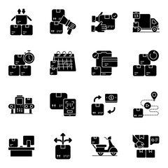 Set of Logistic Delivery Solid Icons