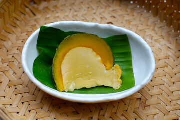 Egg custard steamed in pumpkin