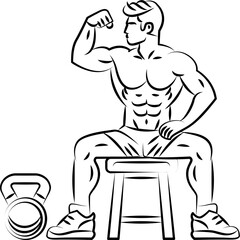 Line art ,Icon logo, Exercise & Wellness, graphic design ,stroke, drawing, strong man