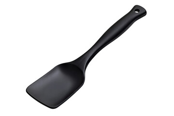 a black spatula with a flat wide head and a long handle designed for flipping and serving food its sleek design makes it suitable for various cooking tasks