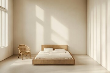Minimalist bedroom with natural light