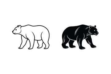 Black And White Bear Silhouette Vector Illustration For Logo Design