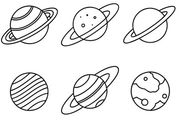 solar system line art simple space design diagram