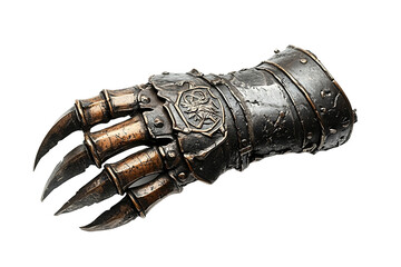 Legendary gladiator's battle-scarred gauntlet with worn and powerful design