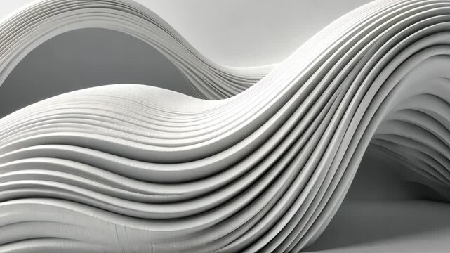 Abstract White Curved Architecture with Parallel Lines and Smooth Surfaces, Ideal for Backgrounds and Modern Designs