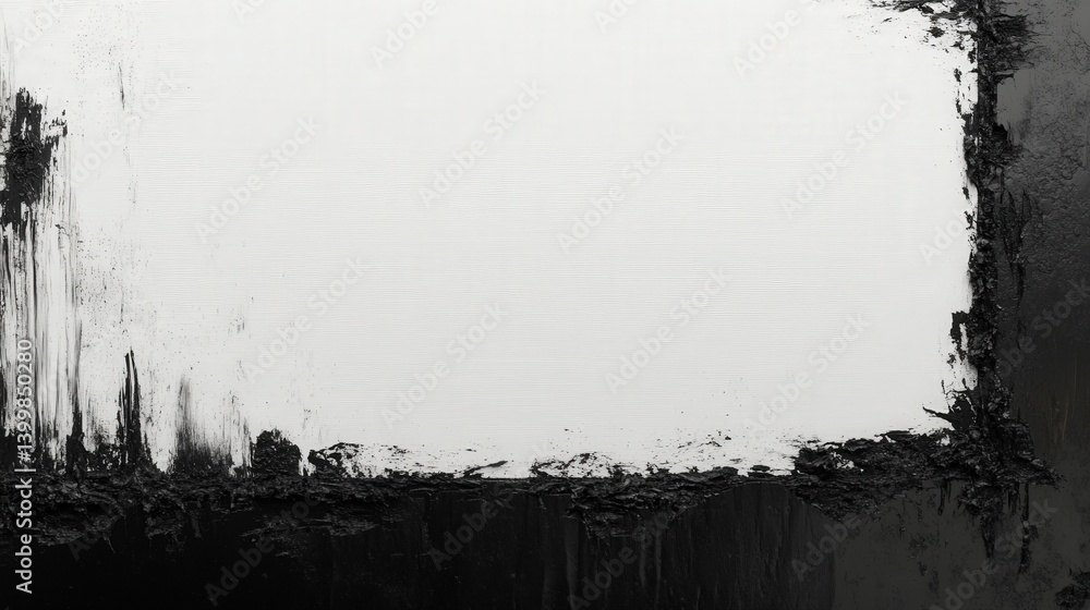 Poster abstract artwork featuring a stark contrast of black and white textures, creating a dramatic and min