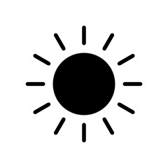 simple sun silhouette. black sun isolated on white background, perfect for weather icon