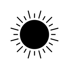 simple sun silhouette. black sun isolated on white background, perfect for weather icon