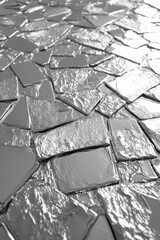 Fototapeta premium Abstract silver foil texture creating a mosaic pattern with glossy reflections and metallic surface in a modern style close up shot
