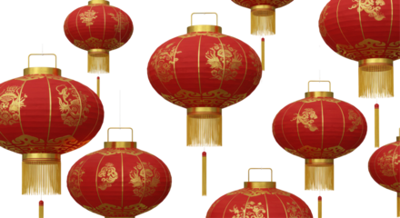 chinese new year decorations isolated on transparent background, PNG File 