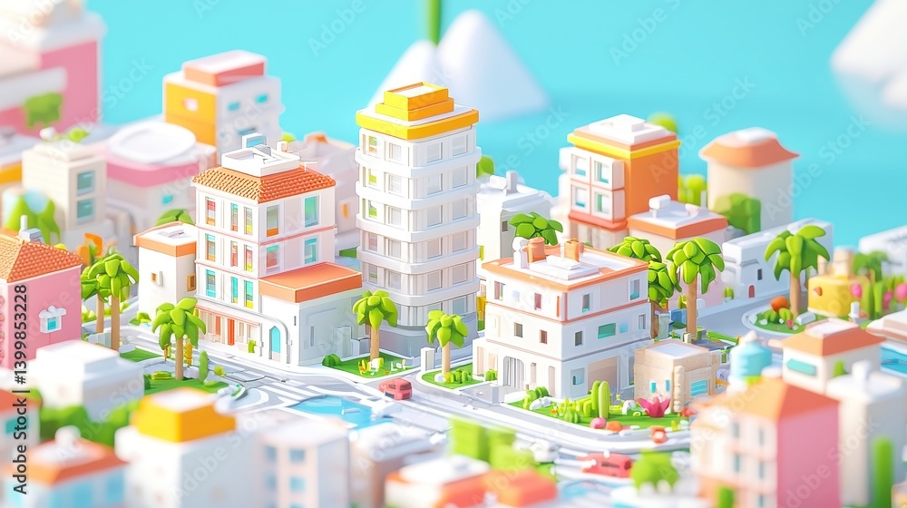 Poster urban architect, a strategic city-building game where players construct and enhance modular towers o
