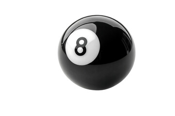 Black 8 ball for billiards or pool isolated on white background