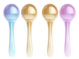 Elegant assortment of colorful cosmetic applicators in soft pastel tones on a clean white background