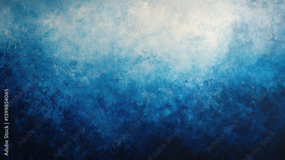 Poster a serene abstract painting featuring gradients of blue, creating a calming ocean-like effect with te