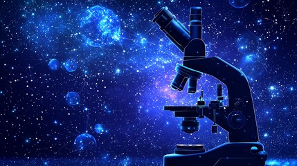 Mash line vector microscope with starry space backdrop