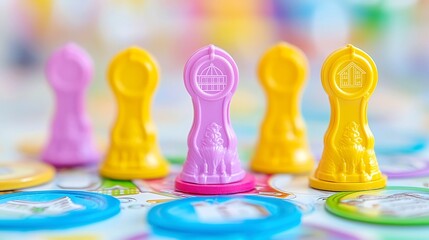 Property Zone Empire, a strategic auction game where players compete to acquire colored zones, build real estate tokens, and erect plastic towers to expand their economic dominance.
