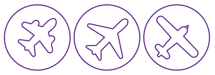 Airplane icon. Black airplane icon collection. Set of black plane silhouette icon. Vector Illustration. Vector Graphic