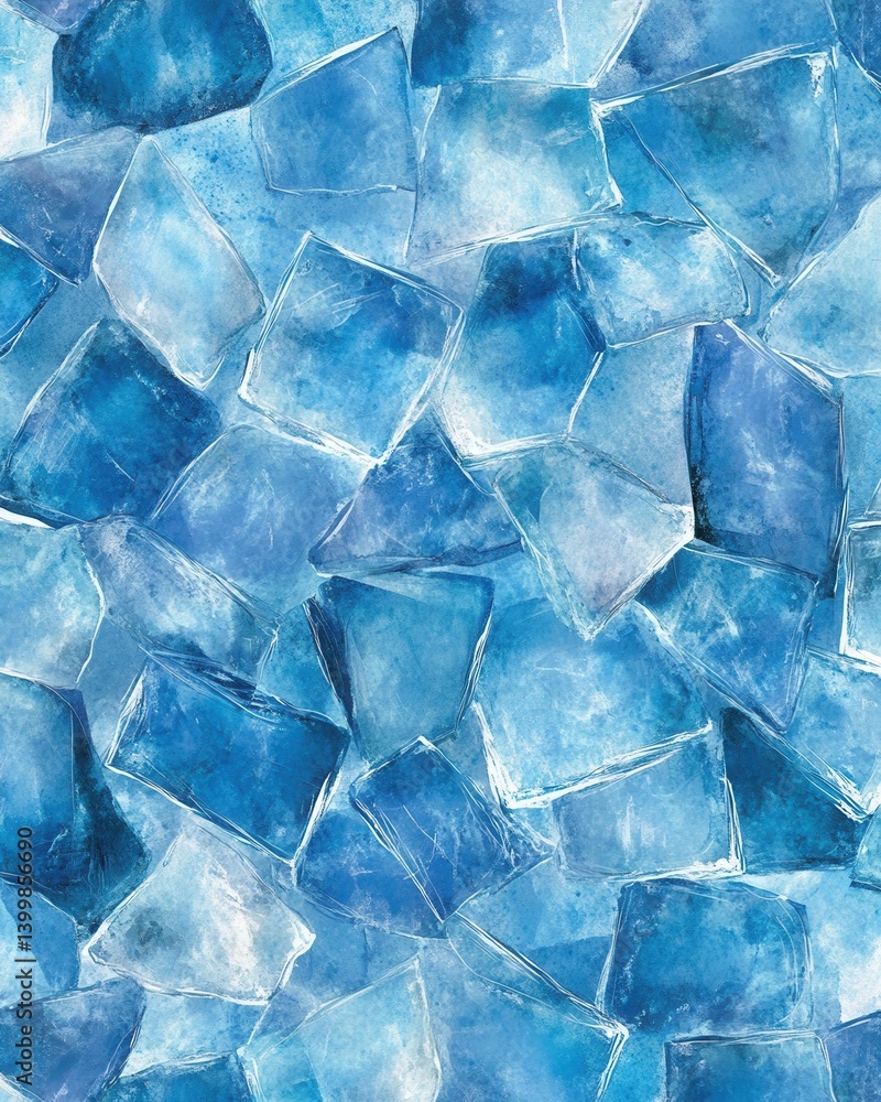 Poster captivating close up of blue ice cubes creating a refreshing and cool texture background for summer 