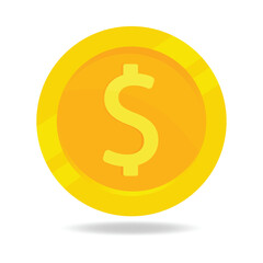 Vector golden coin icon isolated on white background. Vector money symbol. Bank payment symbol.