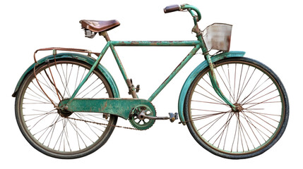 Vintage Green Bicycle Transparent Background for Professional Usage in Graphic Design and Marketing Materials.
