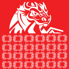 Abstract concept in red white dragon, can used for magazine cover
