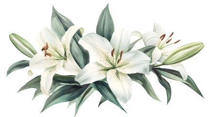 Elegant Watercolor Lily Bouquet Art for Professional Use