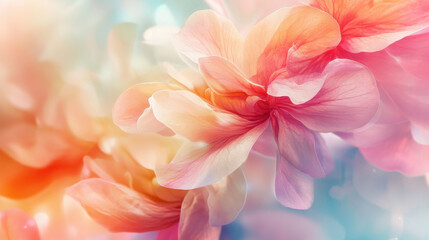 Obraz premium Delicate petals in soft pastel shades create a harmonious blend of colors, evoking a tranquil atmosphere of spring. This floral arrangement captures the essence of seasonal beauty
