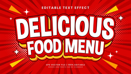 Delicious food menu 3d editable text effect template