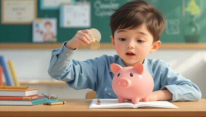 boy with piggy bank