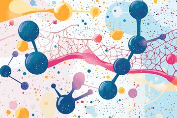 Molecules, DNA, and connected neurons in a vector illustration