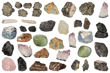 Assorted Mineral and Gemstone Collection png isolated background