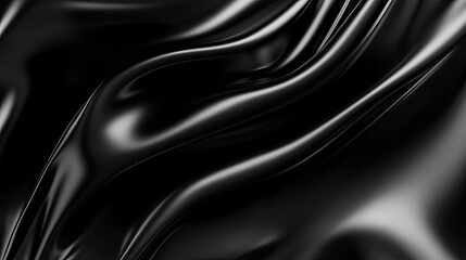 Fototapeta premium Abstract Black Fabric Texture with Smooth Waves