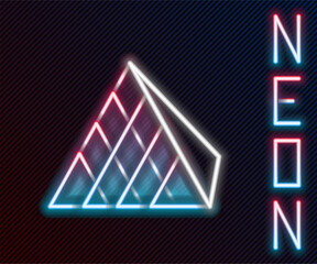 Fototapeta premium Glowing neon line Louvre glass pyramid icon isolated on black background. Louvre museum. Colorful outline concept. Vector