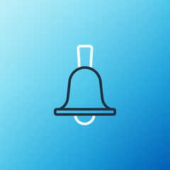 Line Boxing bell icon isolated on blue background. Colorful outline concept. Vector