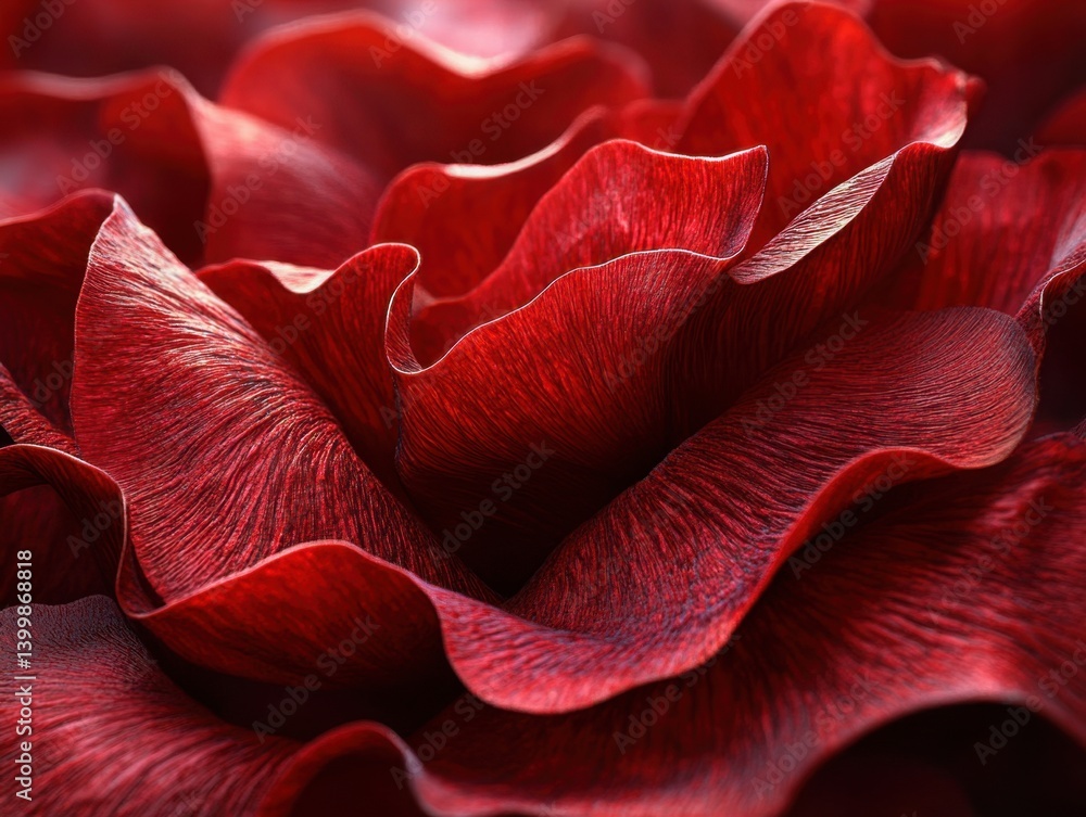 Poster captivating close up of a vibrant red rose revealing intricate petal texture and deep color gradient