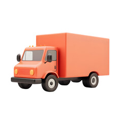A simple, stylized 3D model of an orange cargo van.