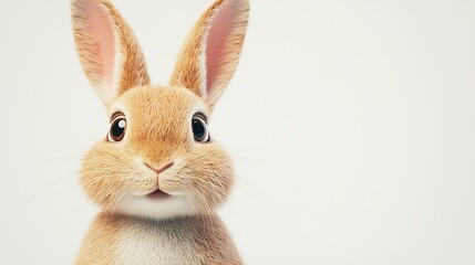Fototapeta premium A close-up of an adorable rabbit with big eyes and soft fur, set against a plain background.