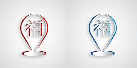 Paper cut Chinese New Year icon isolated on grey background. Paper art style. Vector